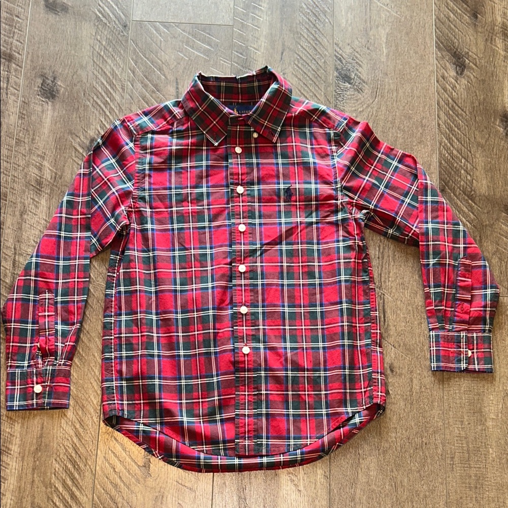 RALPH LAUREN BOYS PLAID BUTTON DOWN LONG SLEEVE SHIRT SIZE 8